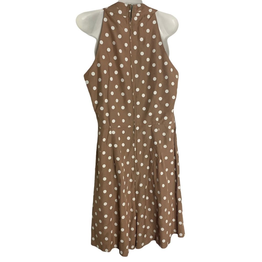 Vintage RJ Stevens Sleeveless Romper 12P Beige Polka Dot Pockets Pleated Zip - Picture 5 of 7